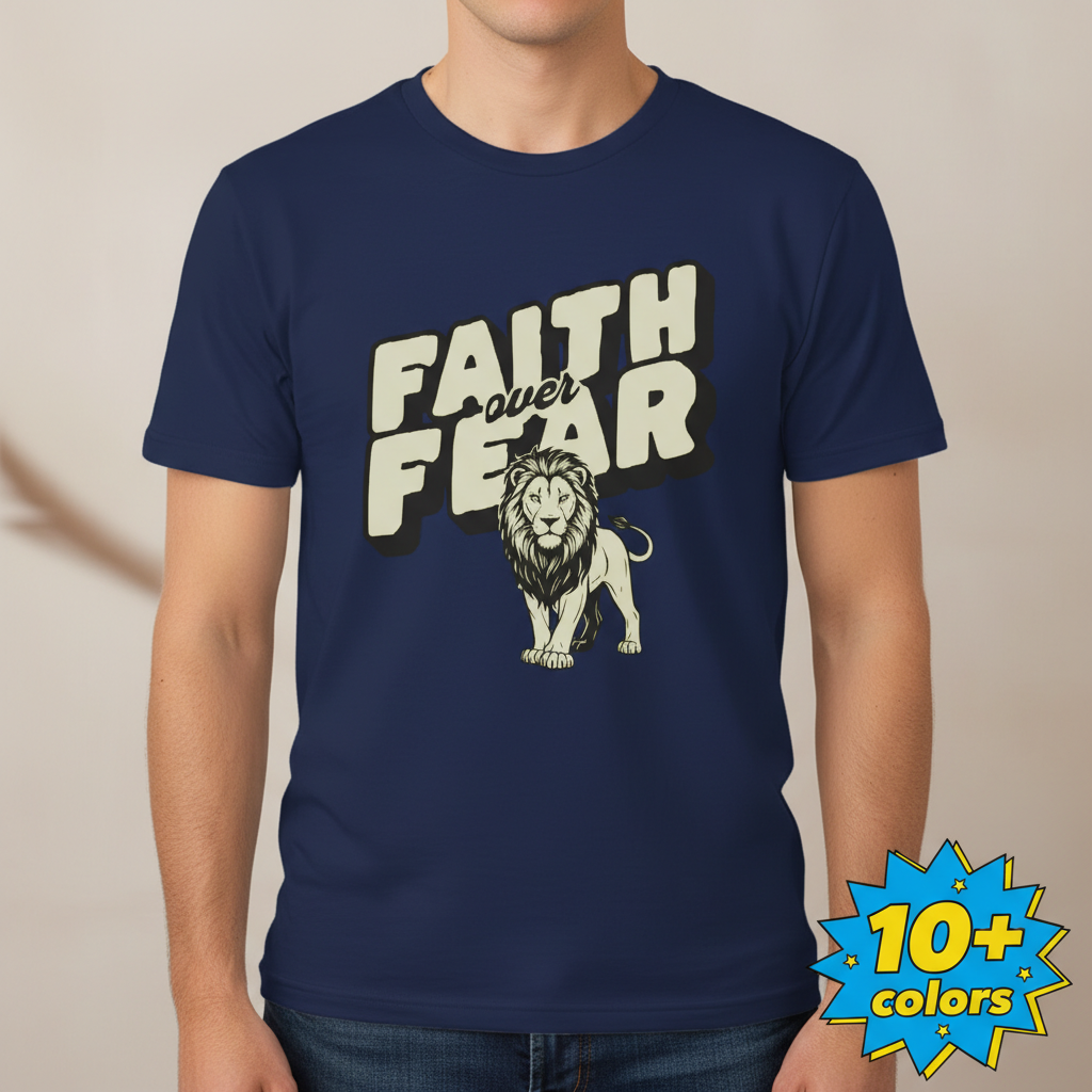 Faith Over Fear Lion T-Shirt_badge