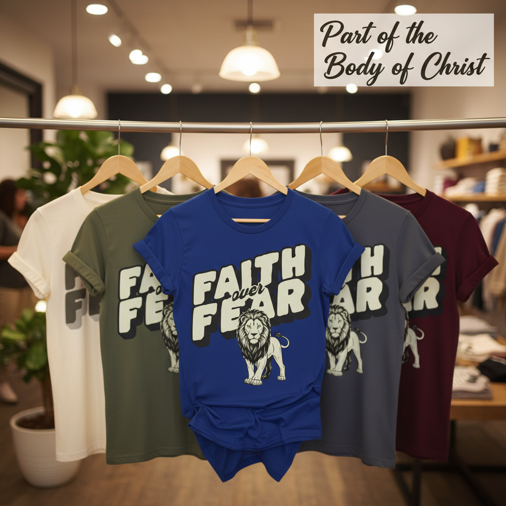 Faith Over Fear Lion T-Shirt_boutique_rack