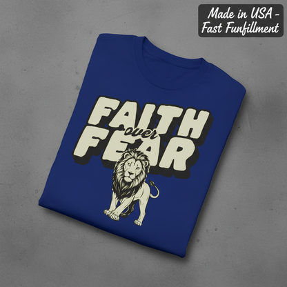 Faith Over Fear Lion T-Shirt_fold_tilt