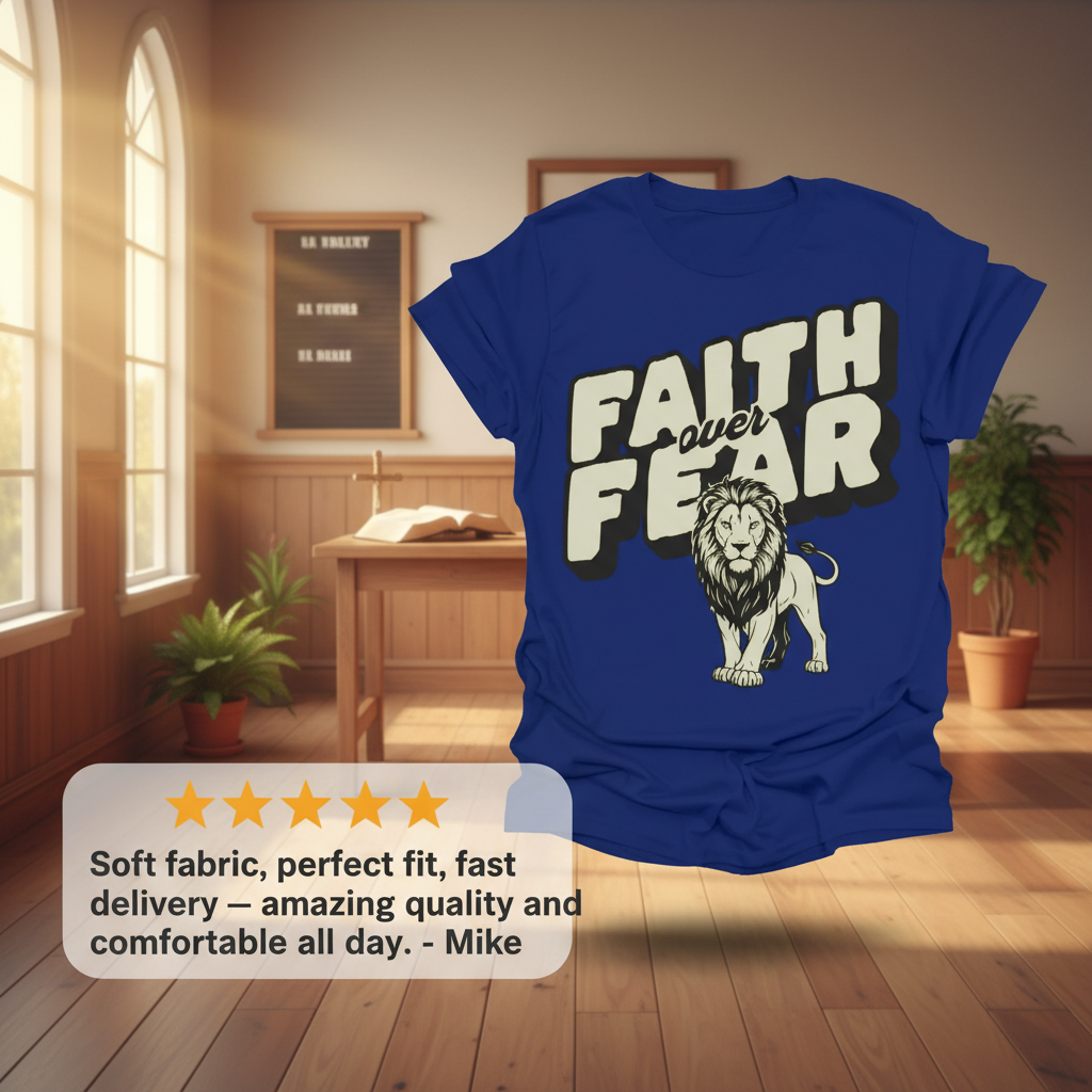 Faith Over Fear Lion T-Shirt_review