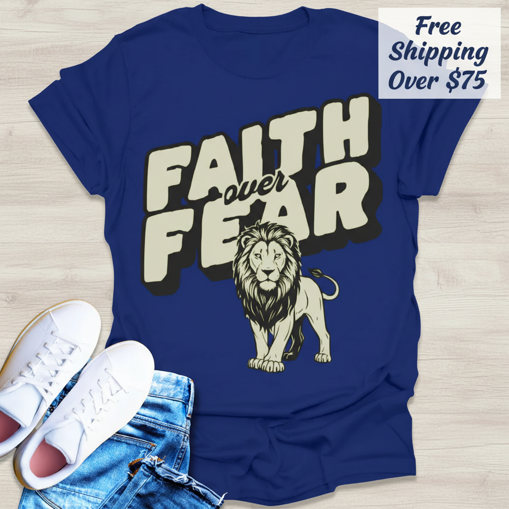 Faith Over Fear Lion T-Shirt_clean
