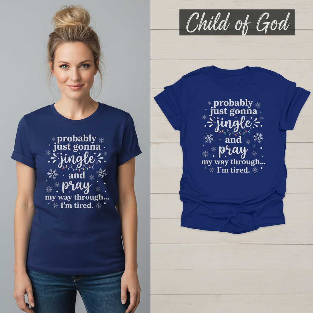 Jingle and Pray T-Shirt_model_flat