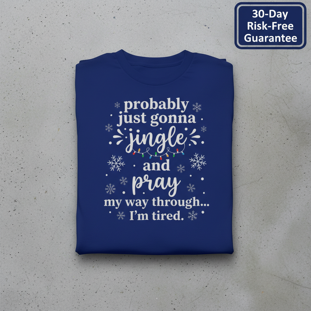 Jingle and Pray T-Shirt_stacked_flatlay