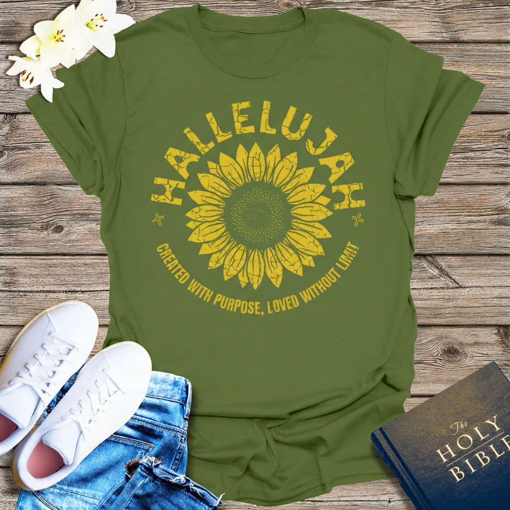 Hallelujah Sunflower T-Shirt_triple_model