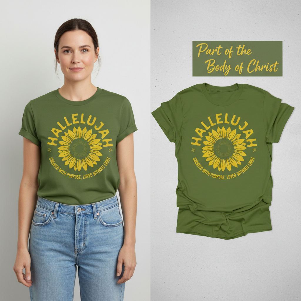 Hallelujah Sunflower T-Shirt_model_flat