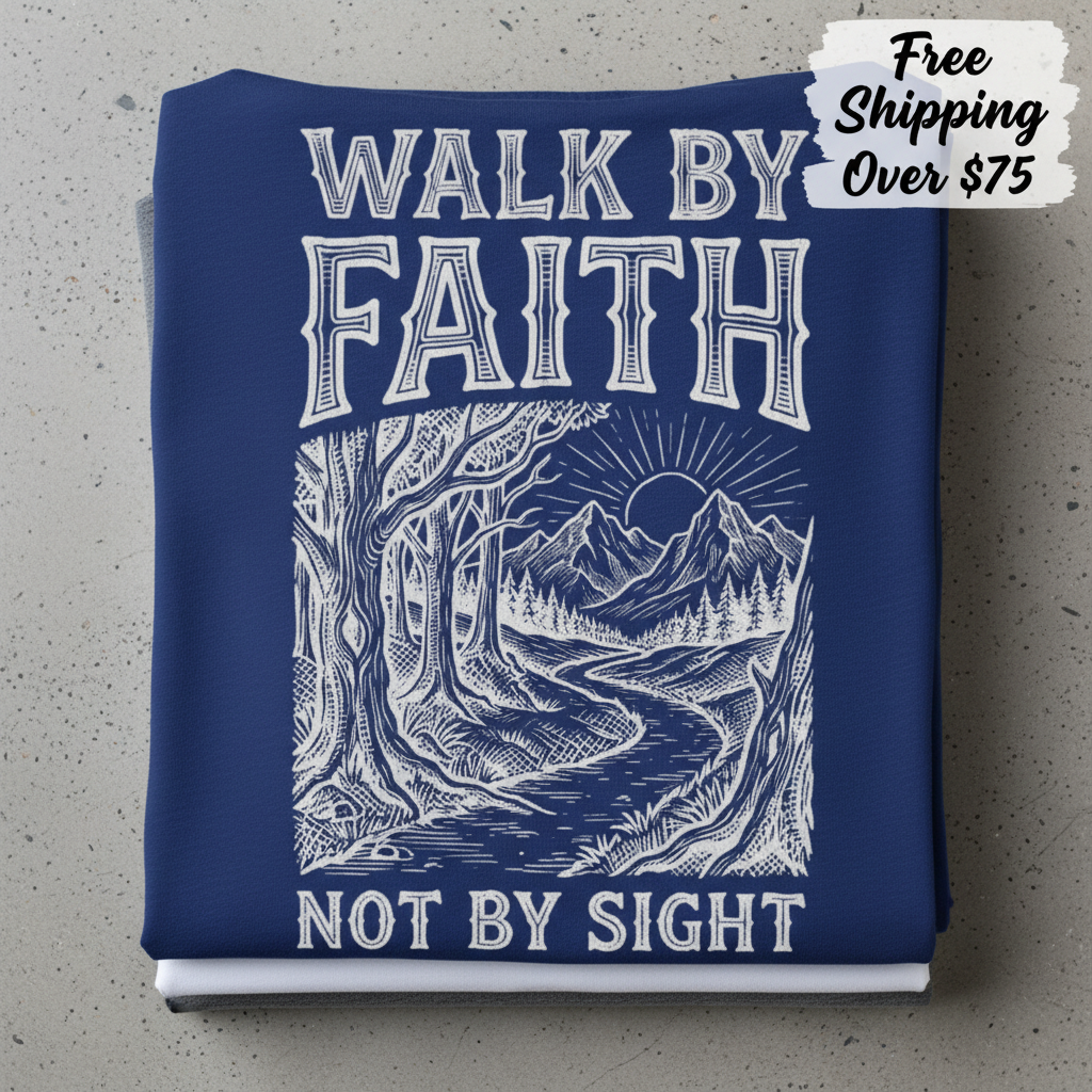 Walk by Faith T-Shirt_stacked_flatlay