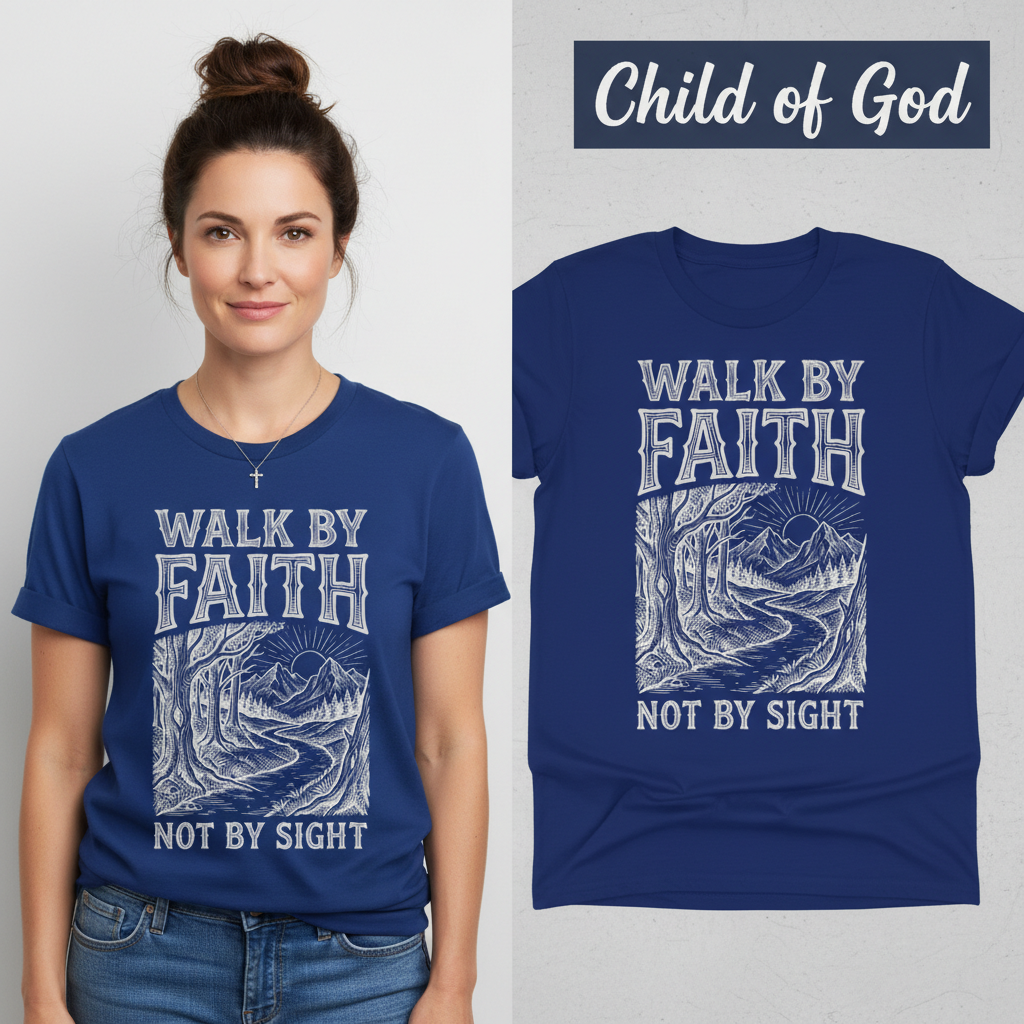 Walk by Faith T-Shirt_model_flat