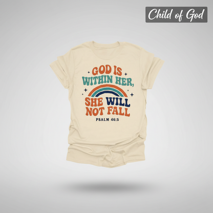 She Will Not Fall T-Shirt_3d_float