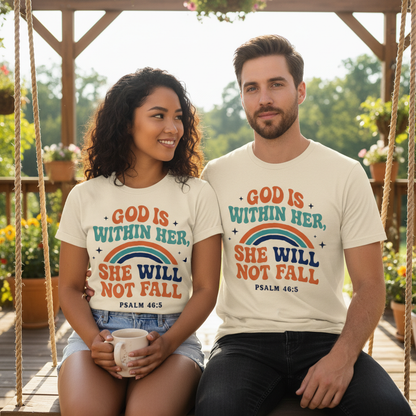 She Will Not Fall T-Shirt_dual_model_life