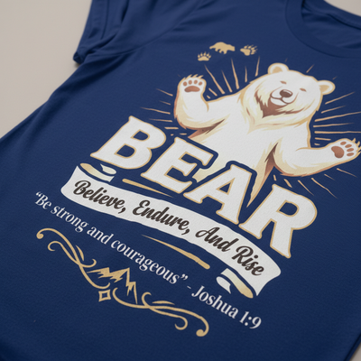 Believe, Endure, And Rise Bear T-Shirt__detail