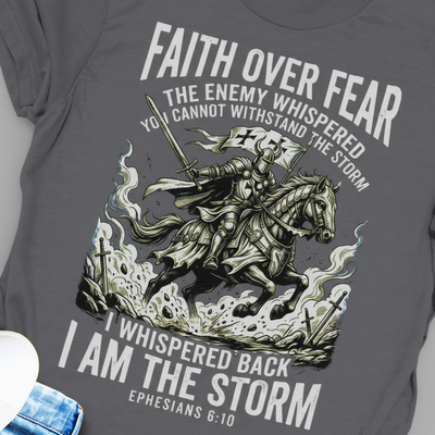 Faith Over Fear Warrior T-Shirt__detail