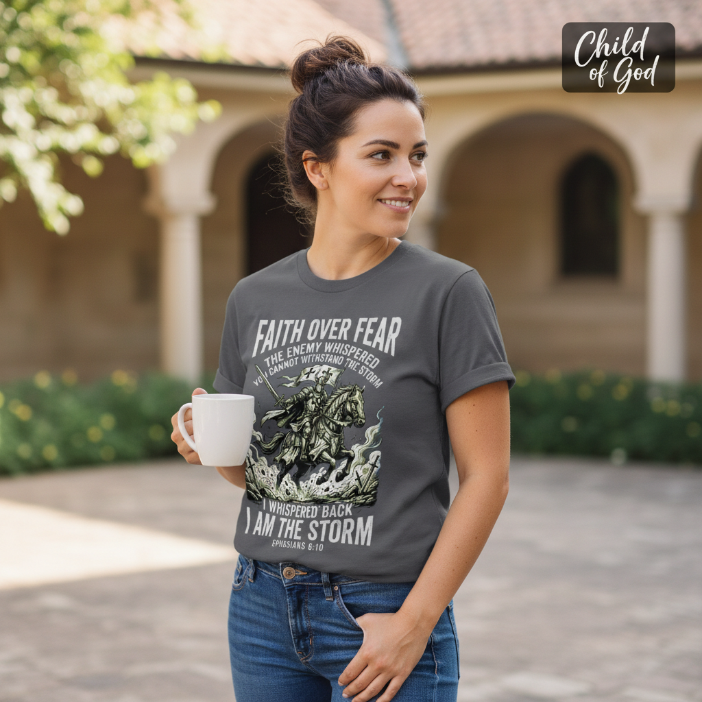 Faith Over Fear Warrior T-Shirt__lifestyle