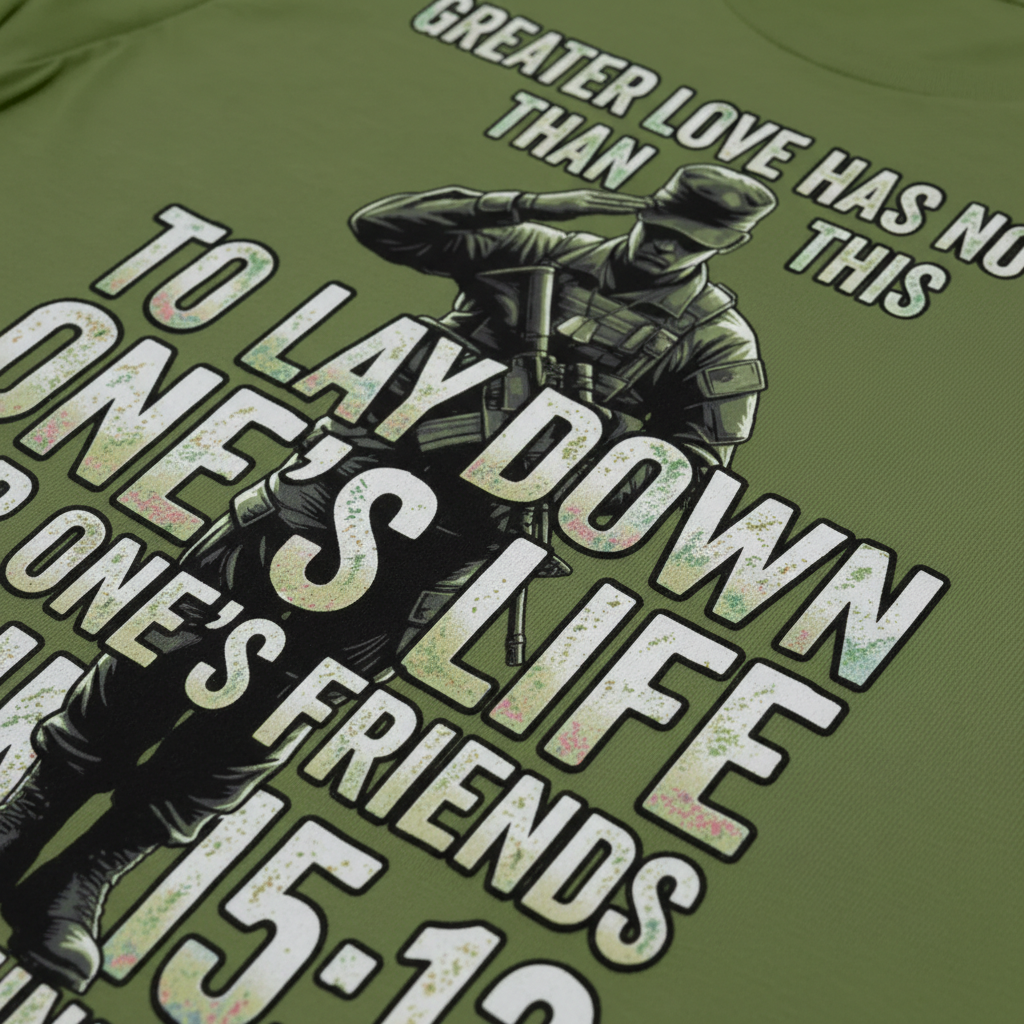 Greater Love Scripture Soldier T-Shirt__detail