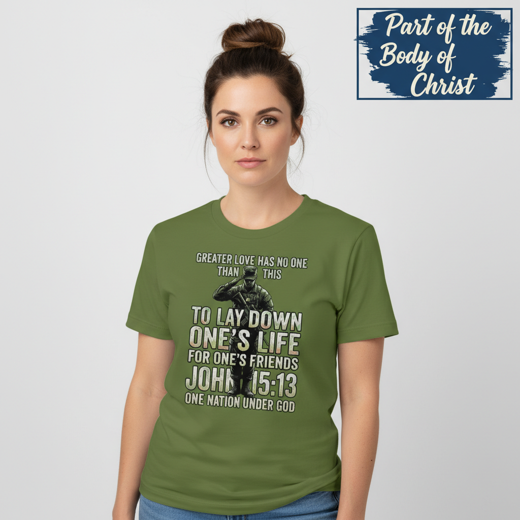 Greater Love Scripture Soldier T-Shirt__hero