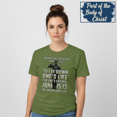 Greater Love Scripture Soldier T-Shirt__hero