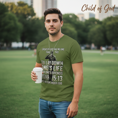Greater Love Scripture Soldier T-Shirt__lifestyle