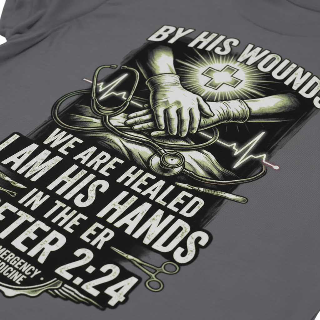 By His Wounds ER T-Shirt__detail