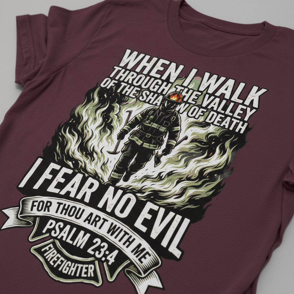 Fear No Evil Firefighter T-Shirt__detail