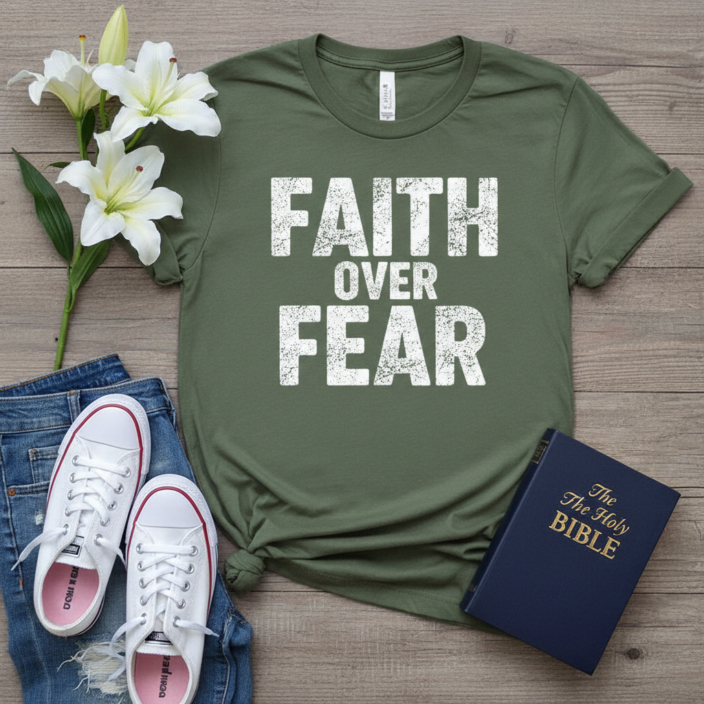Faith over Fear T-Shirt_triple_model