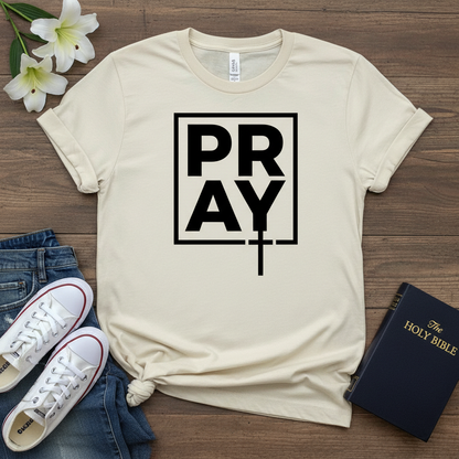 Bold PRAY Statement T-Shirt_triple_model