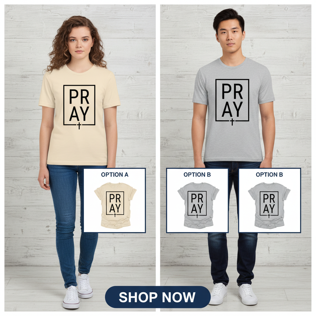 Bold PRAY Statement T-Shirt_dual_model_life