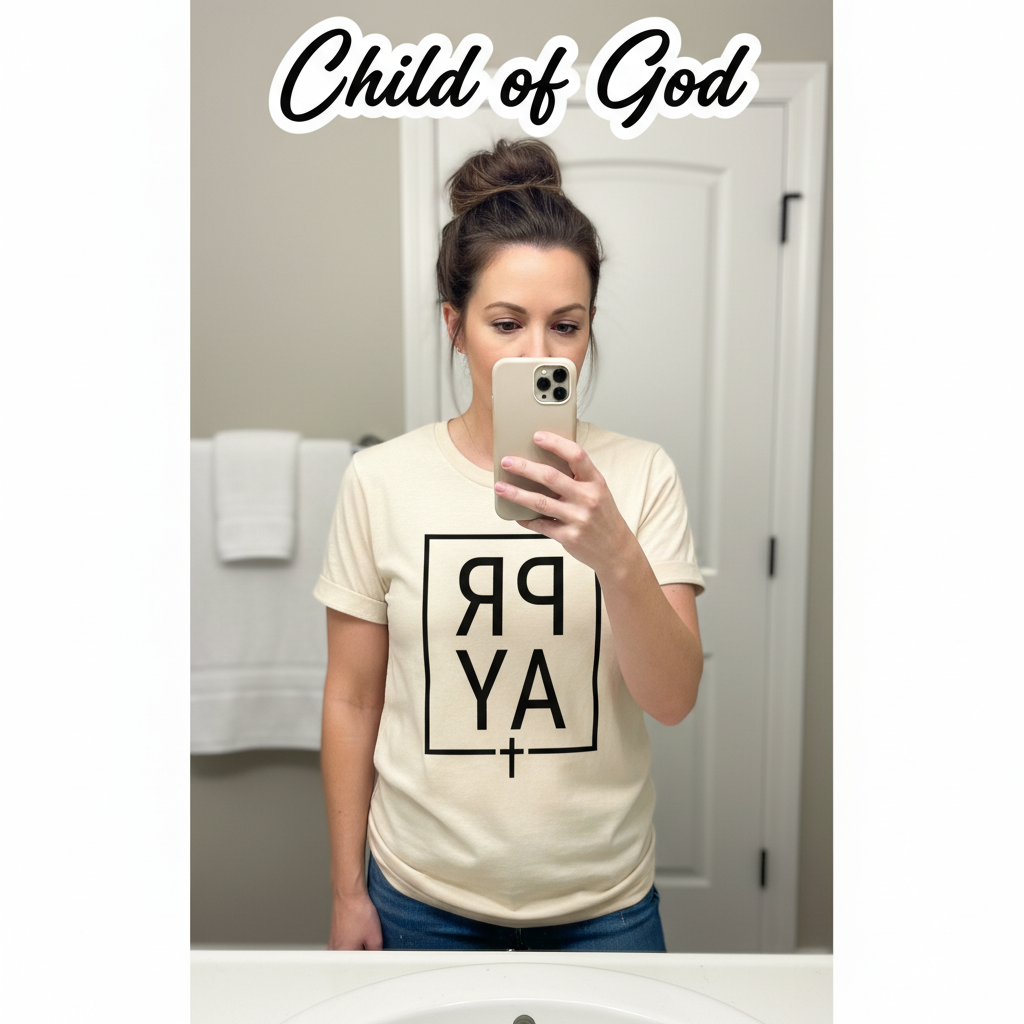 Bold PRAY Statement T-Shirt_mirror_selfie