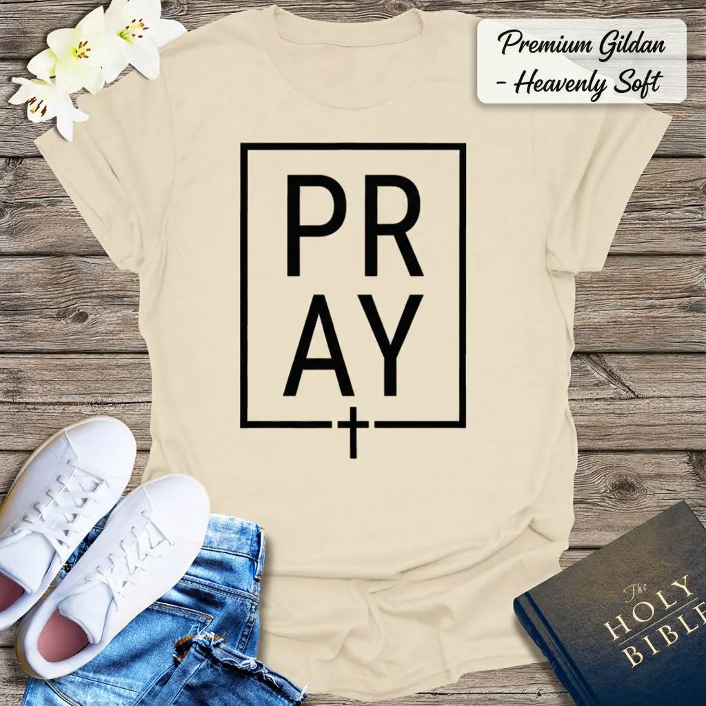 Bold PRAY Statement T-Shirt_clean