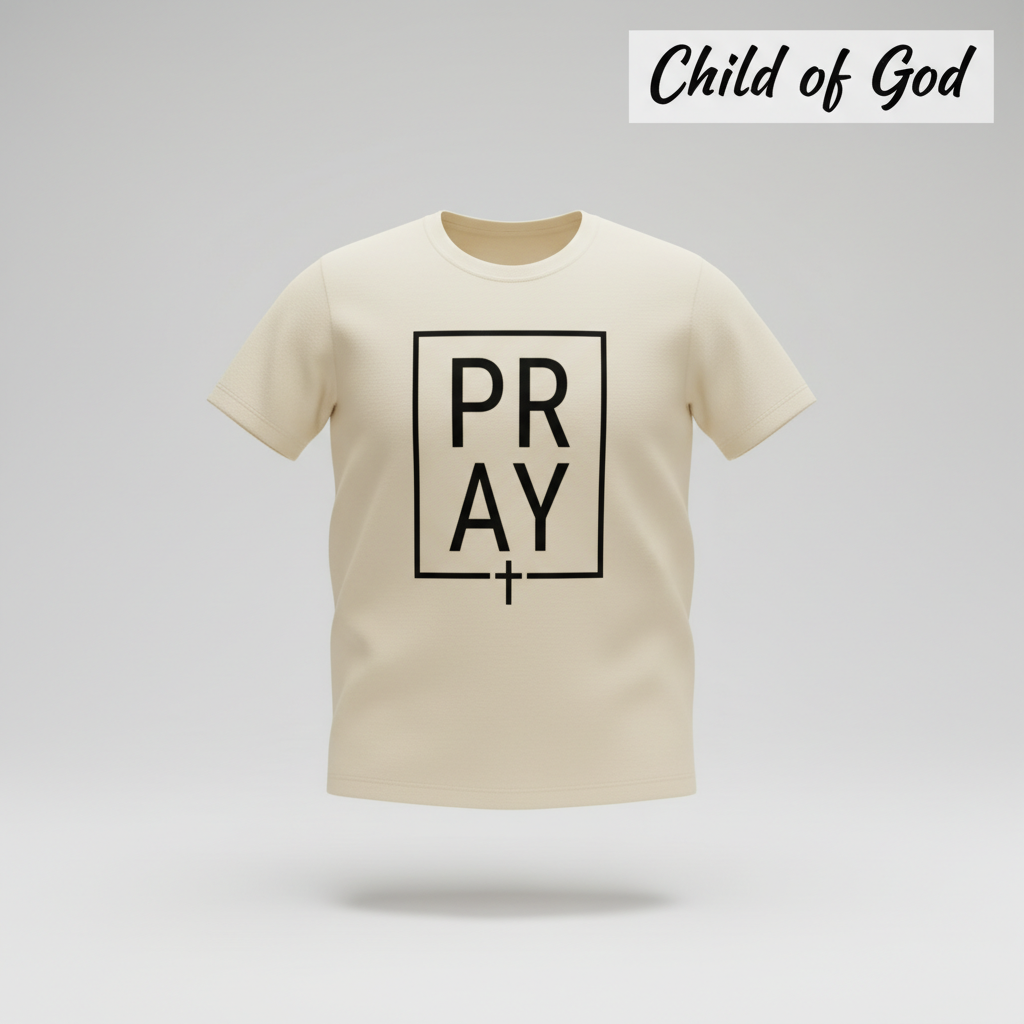 Bold PRAY Statement T-Shirt_3d_float