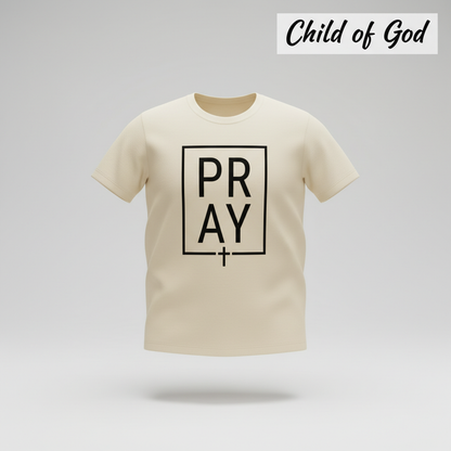 Bold PRAY Statement T-Shirt_3d_float
