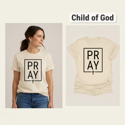 Bold PRAY Statement T-Shirt_model_flat