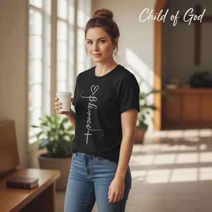 Blessed Cross Heart T-Shirt__lifestyle