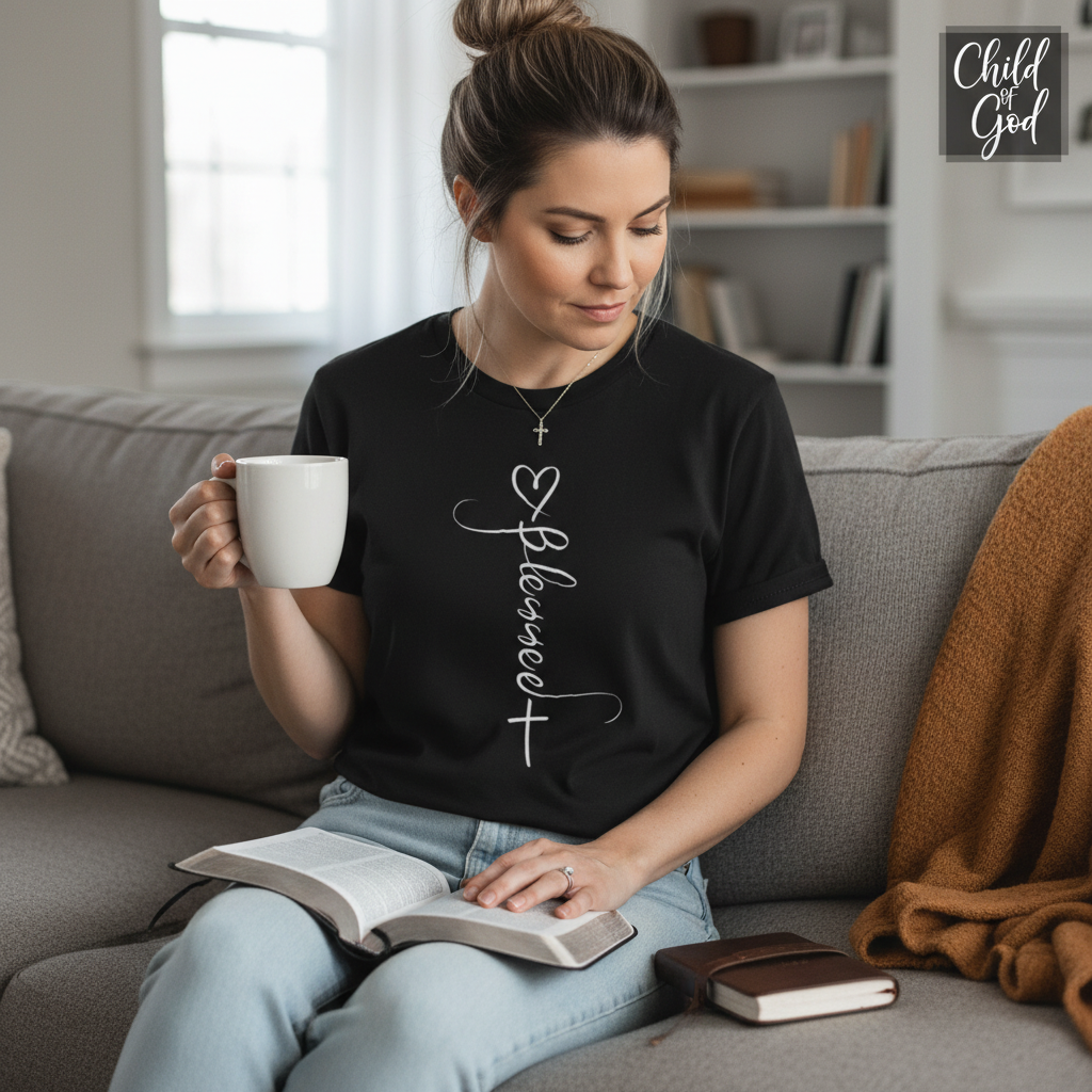 Blessed Cross Heart T-Shirt__use