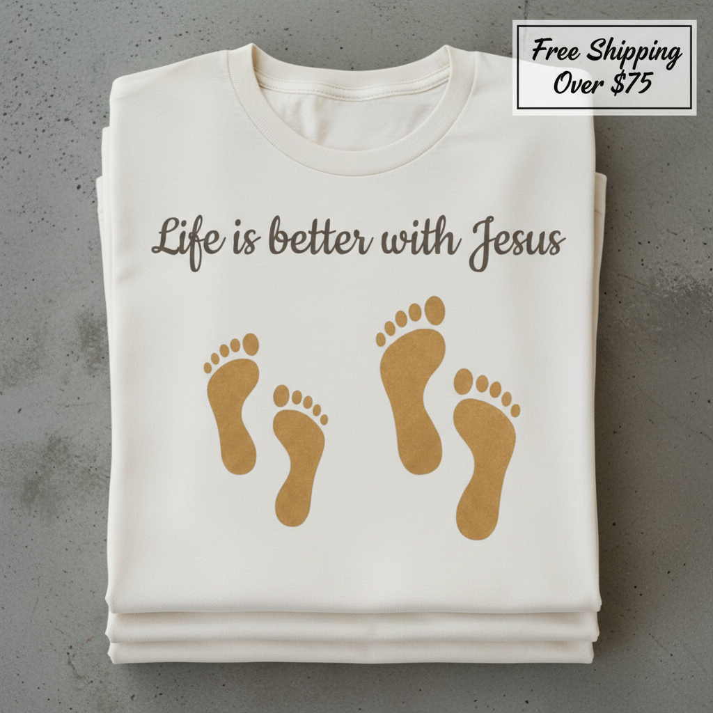 Life Is Better with Jesus T-Shirt_stacked_flatlay