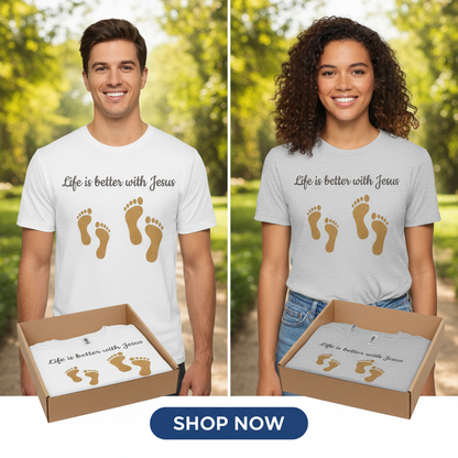 Life Is Better with Jesus T-Shirt_dual_model_life
