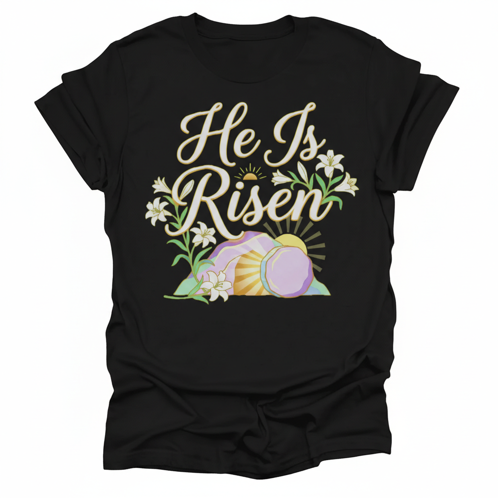 He Is Risen T-Shirt_dual_model_life