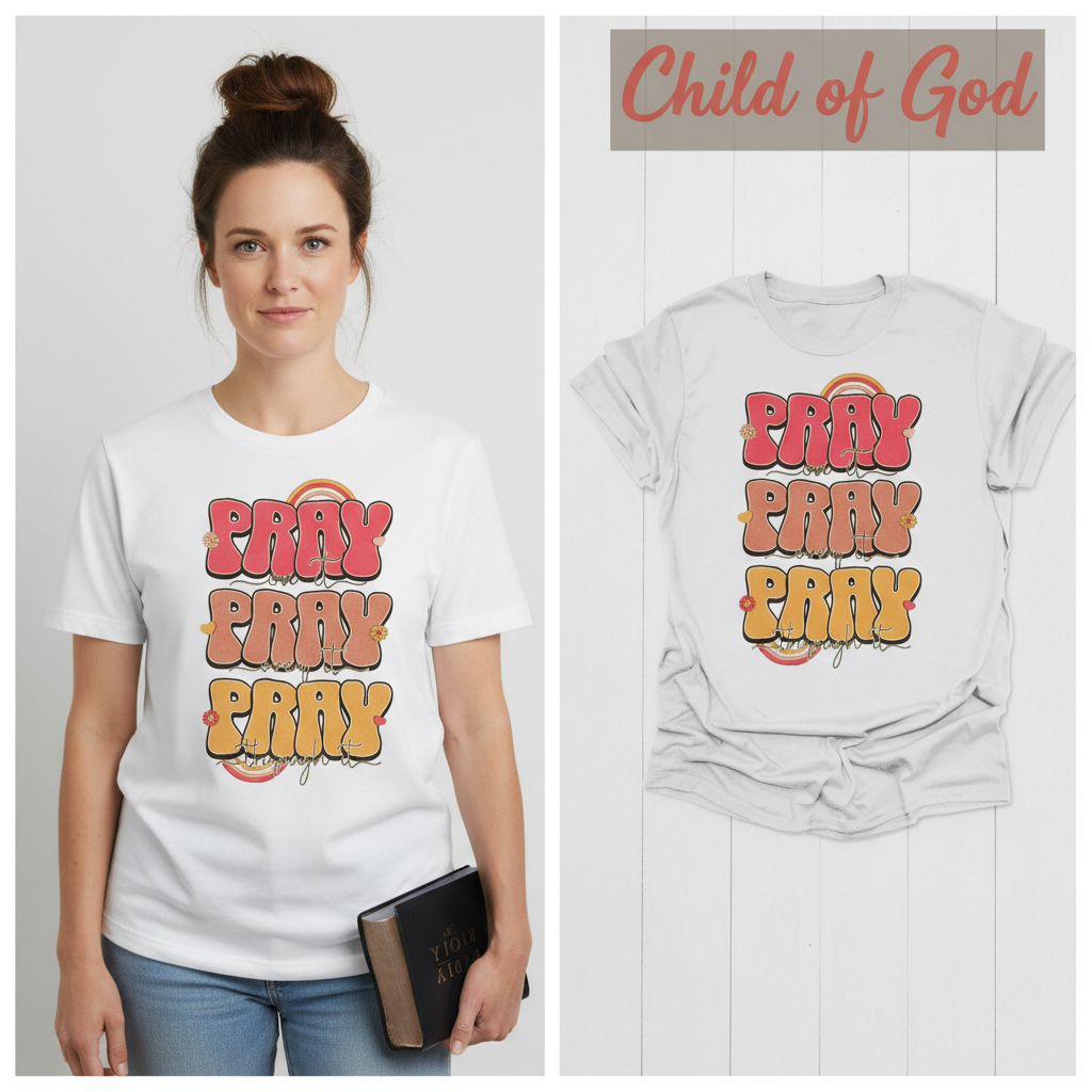 Pray On It Pray Over It Pray Through It T-Shirt_model_flat
