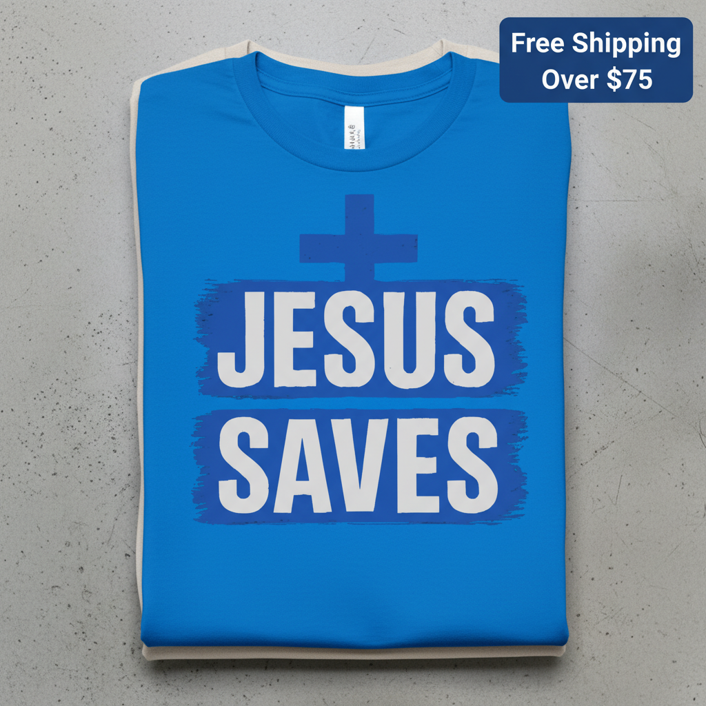 Bold Jesus Saves T-Shirt_stacked_flatlay