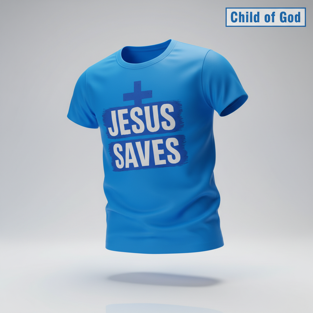 Bold Jesus Saves T-Shirt_3d_float