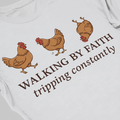 Walking By Faith Chicken T-Shirt__detail
