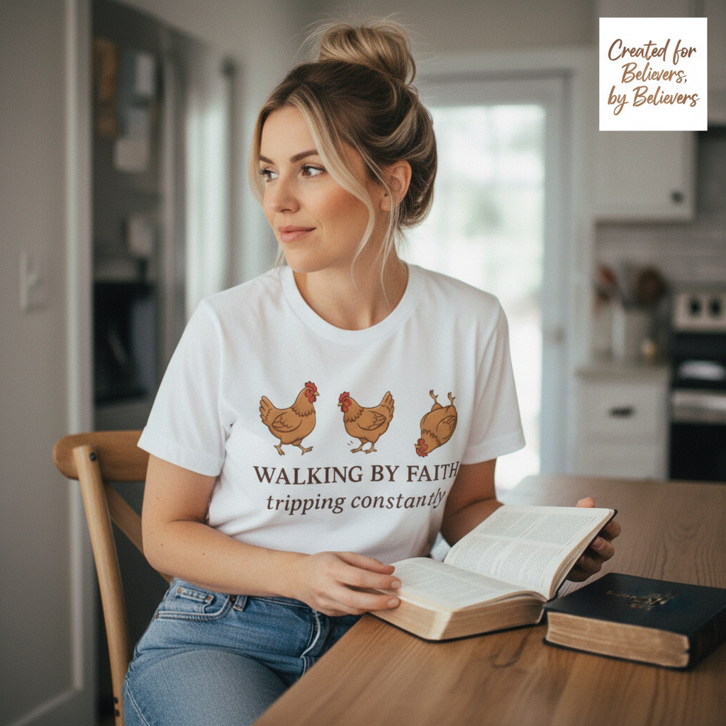 Walking By Faith Chicken T-Shirt__use