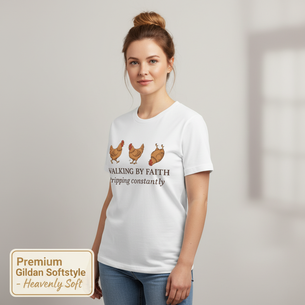 Walking By Faith Chicken T-Shirt__benefit