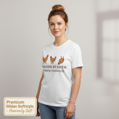 Walking By Faith Chicken T-Shirt__benefit