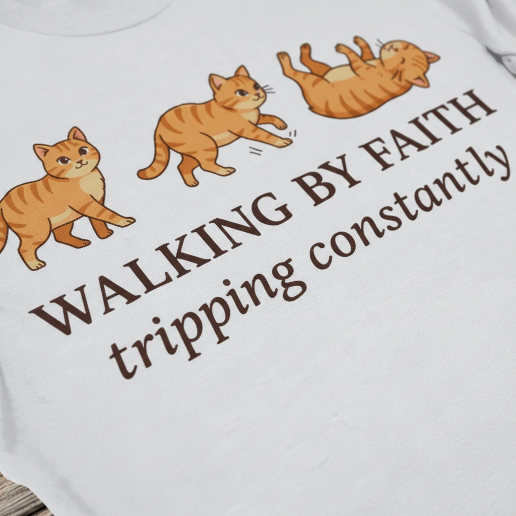 Walking By Faith Cat T-Shirt__detail