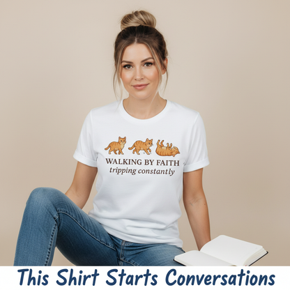 Walking By Faith Cat T-Shirt__space