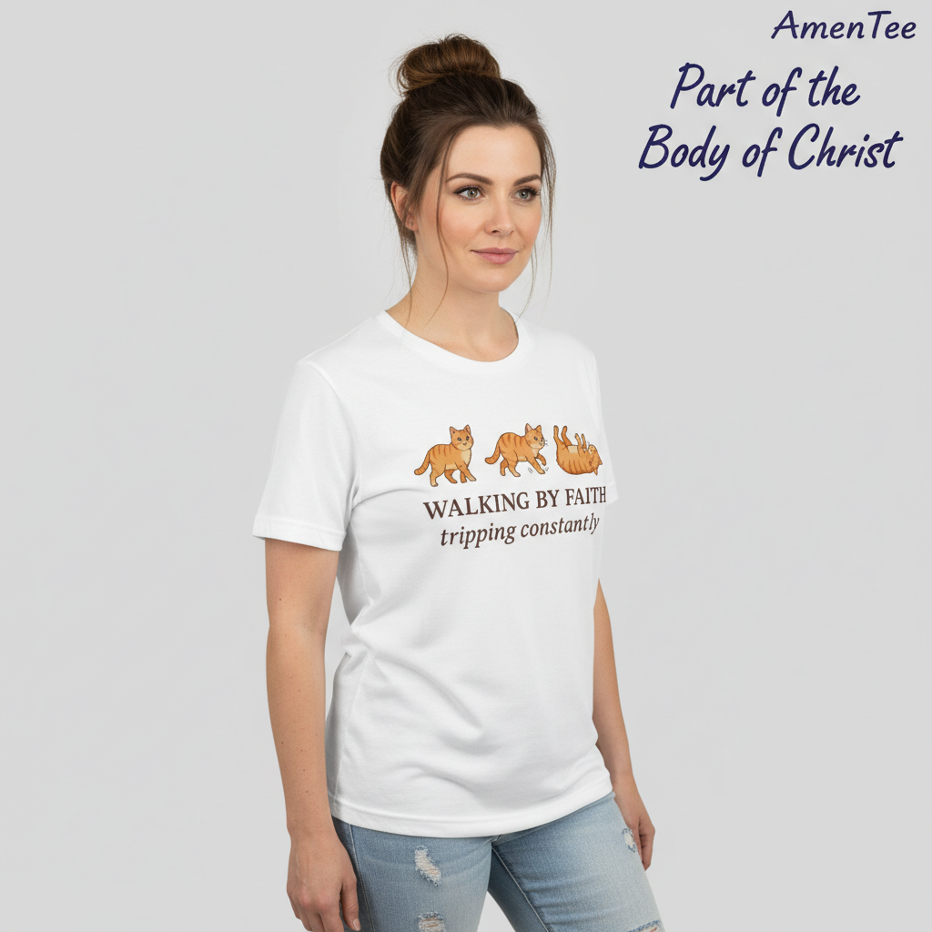 Walking By Faith Cat T-Shirt__hero
