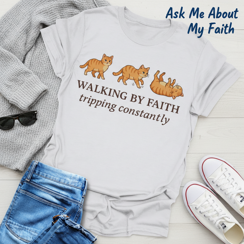 Walking By Faith Cat T-Shirt__pair