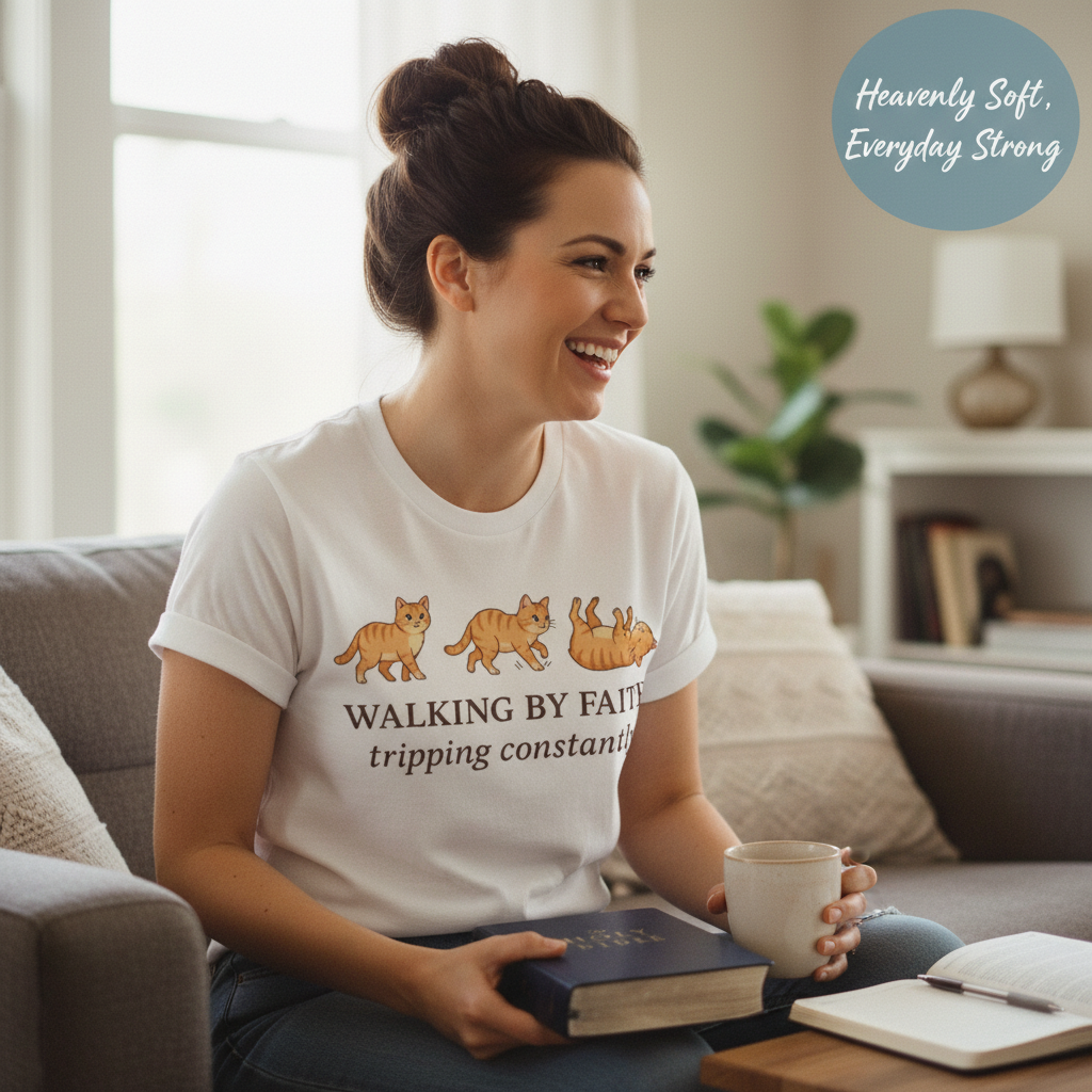 Walking By Faith Cat T-Shirt__use