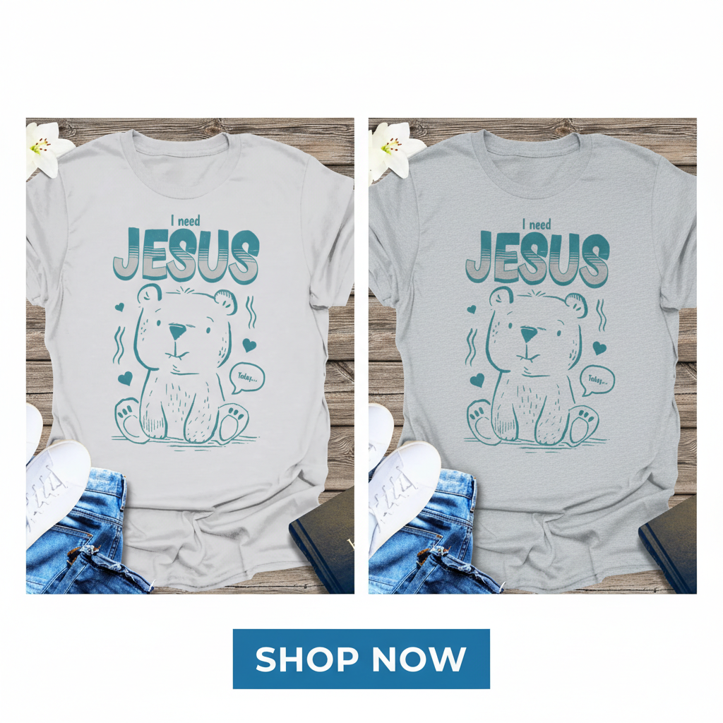 I Need Jesus Bear T-Shirt_dual_model_life