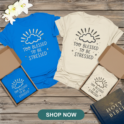 Too Blessed to Be Stressed T-Shirt_dual_model_life