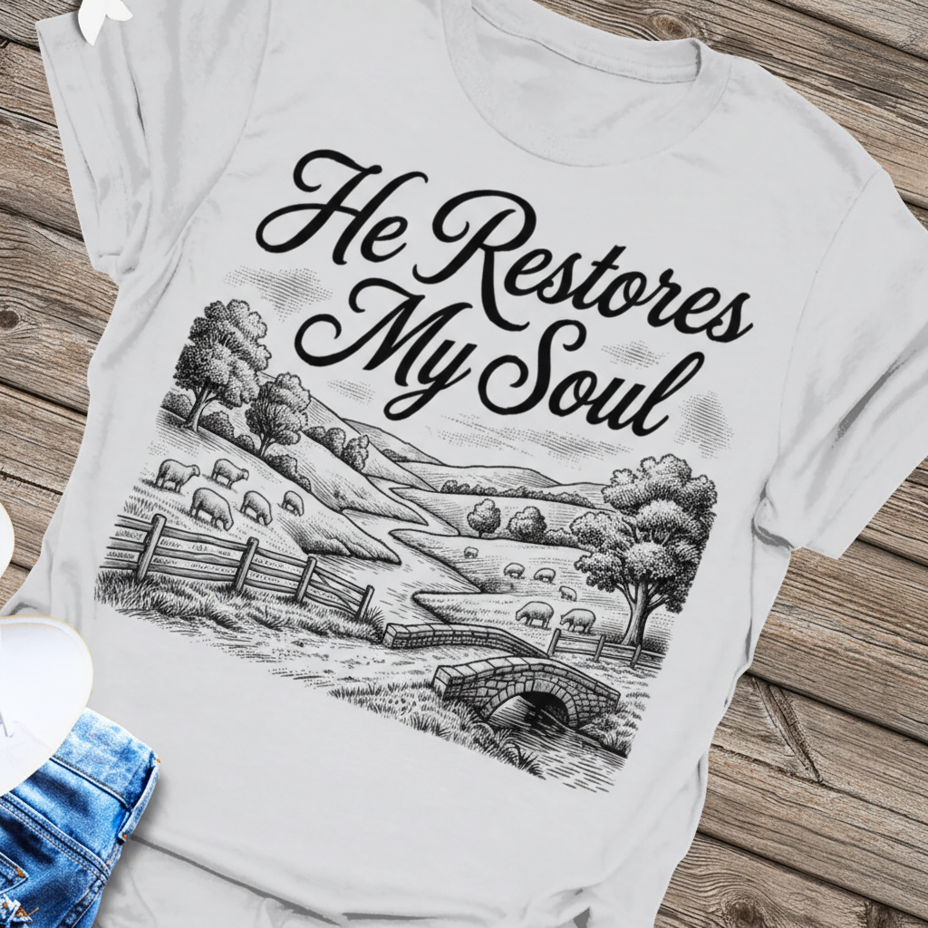 He Restores My Soul T-Shirt_extreme_za